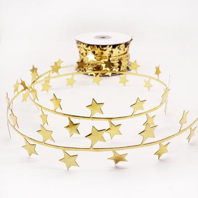Hot Selling New Floral Fashion Ribbon Jewelry Gift Box Packaging Ribbon Wrap Christmas Tree Gold Silver Star Decorative Silk