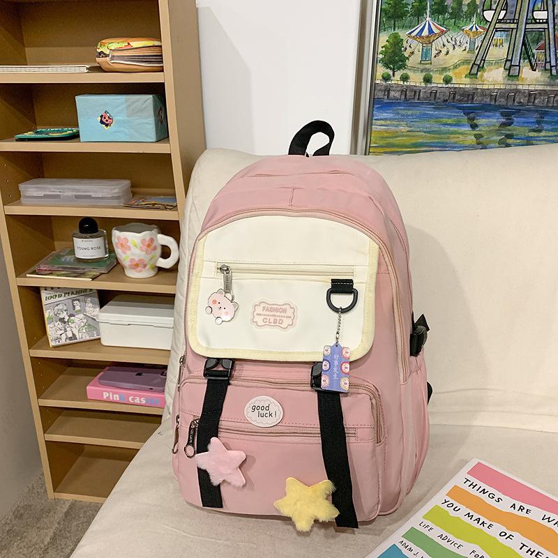 New Student Versatile Campus Backpack Large Capacity Backpack Cute and Simple Class School Bag Reduce Burden and Protect Ridge