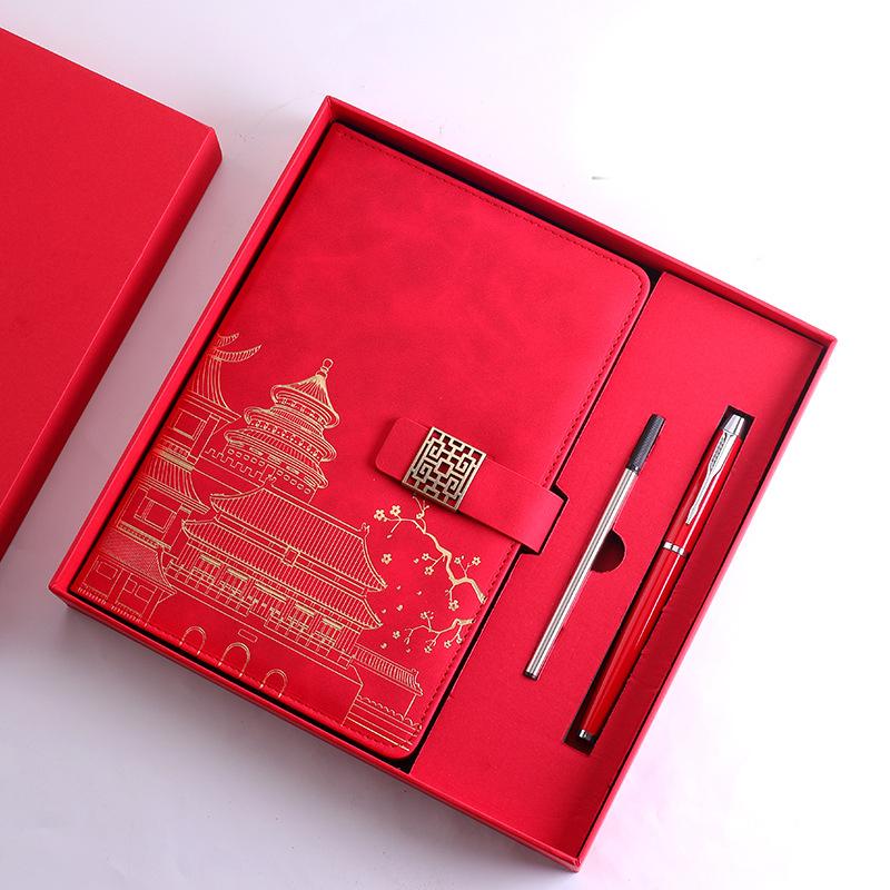 (Gratis gravering av logotyp) A5 kontorsanteckningsbok med presentförpackning, studentdagbok, handbok med spänne, mötesprotokollbok, ämnesanteckningsbok