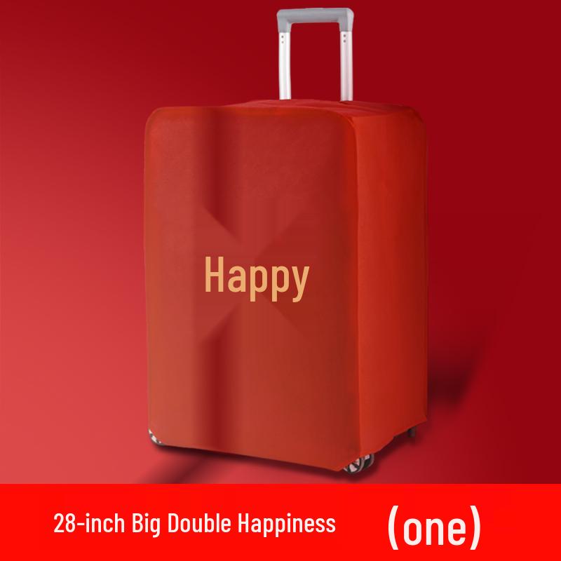Red Double Happiness Wedding Suitcase Cover: Protective Leather Dust Bag for Luggage