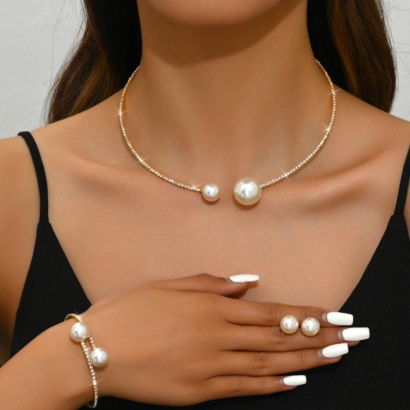 Seturi de Bijuterii Clasice la Modă pentru Petrecere de Nuntă pentru Femei Colier cu Perle Brățară Accesorii Cadou