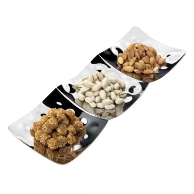 Creative Light Luxury Three-Section Ceramic Serving Tray