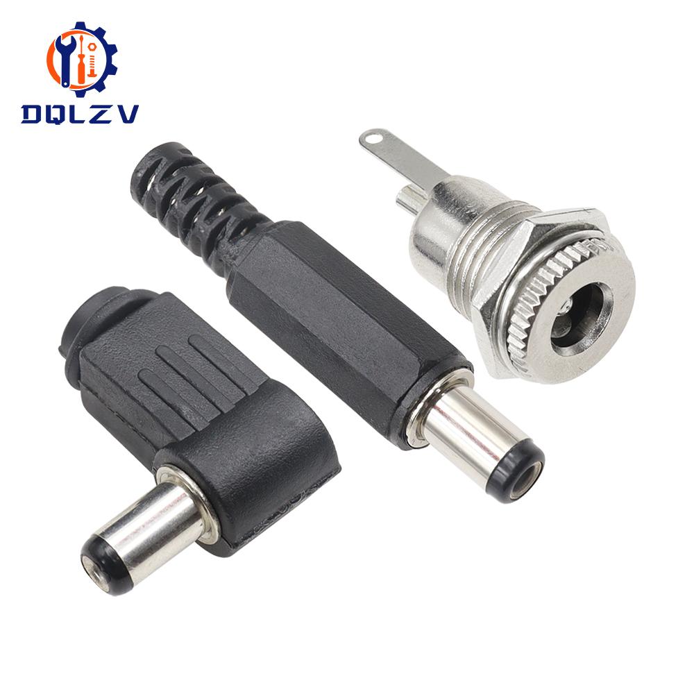 5.5*2.5mm DC Power Supply Male Plug Connector 5.5x2.1mm Female Metal Panel Mount Socket Jack DC Connectors Terminal Adapter