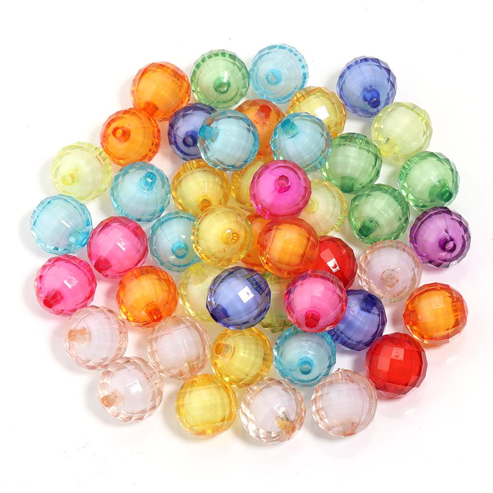 20-100pcs 8/10/12/14/16/18/20mm Faceted Acrylic Beads Mixed Color Round Loose Beads For Jewelry Making DIY Bracelets Necklace