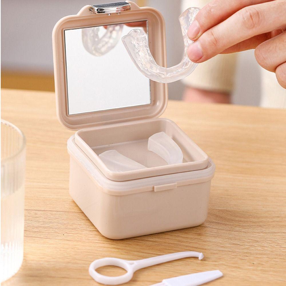 Sealed 2 In 1 False Teeth Box Double Layer Mouth Guard Box Denture Bath Container Denture Soaking