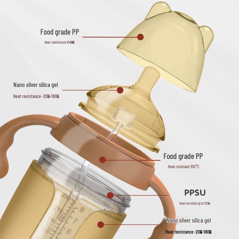 Silicone Baby Bottle: Soft, Drop-Proof, Breast Milk Imitation for Newborn Weaning, Standard Mouth