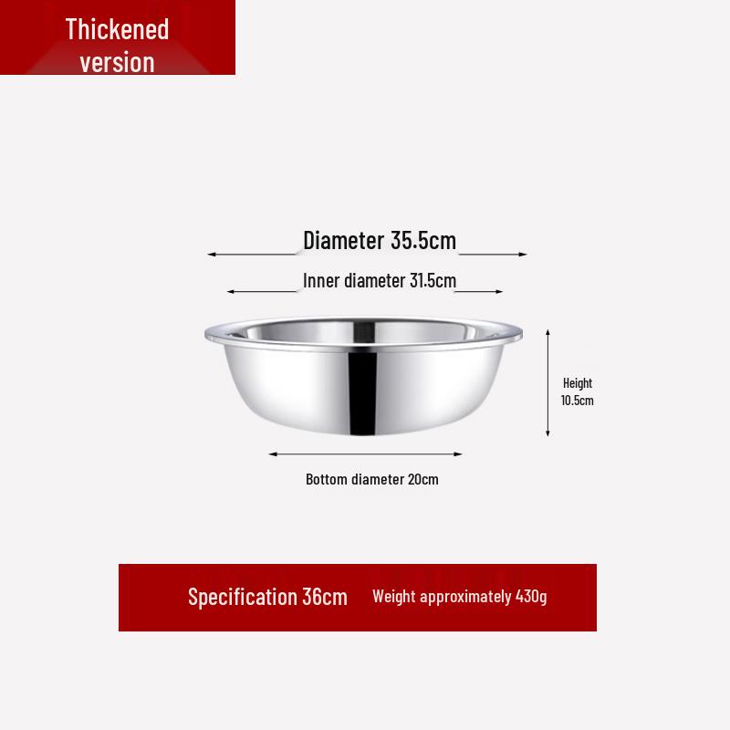 Stainless Steel Basin, Large/Extra-Large: Ideal for Washing Vegetables, Mixing Dough, or Bathing.