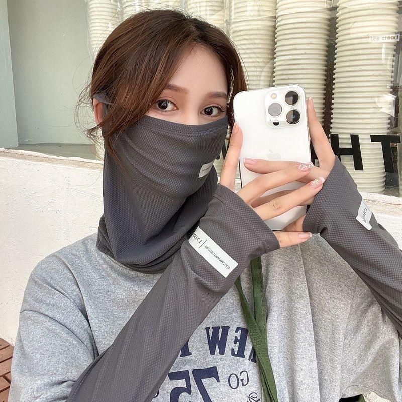 Outdoor Uv Protection Ice Silk Mask Sunscreen Face Cover Neck Wrap Unisex Anti-Uv Scarf Cycling Uv Mask Ear Hanging Neck Scarves