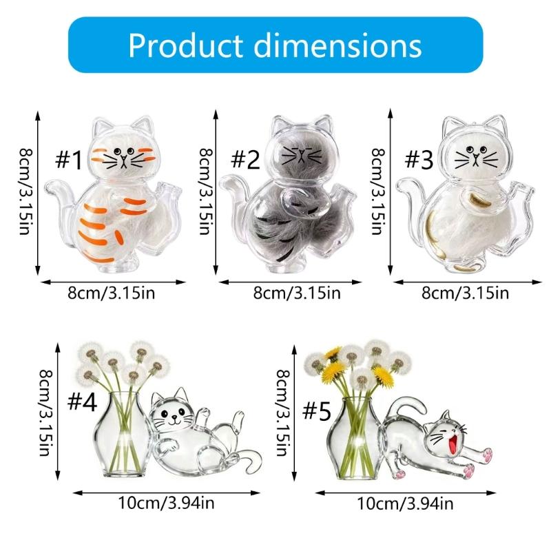 Fridge Magnet with Clear Vase for Keepsakes,Pet Hair,Flower Display Cats Whiskers Holders Refrigerator Magnet Decors