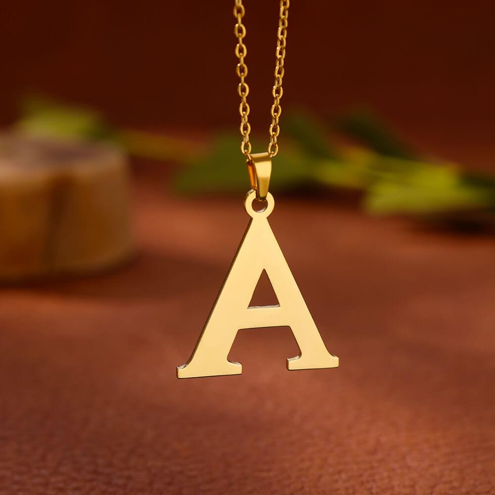 Elegant Initial Letter Stainless Steel Necklace Women Gold Color Alphabet Pendant Necklaces Vintage Waterproof Zircon Gifts