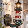 Gammeldags Vegglampe Kystfyrtårn Sconselampe, Vintage Maritim Lampe, Dekorativ Belysning Lys for Veranda Terrasse Hage Strandhus,