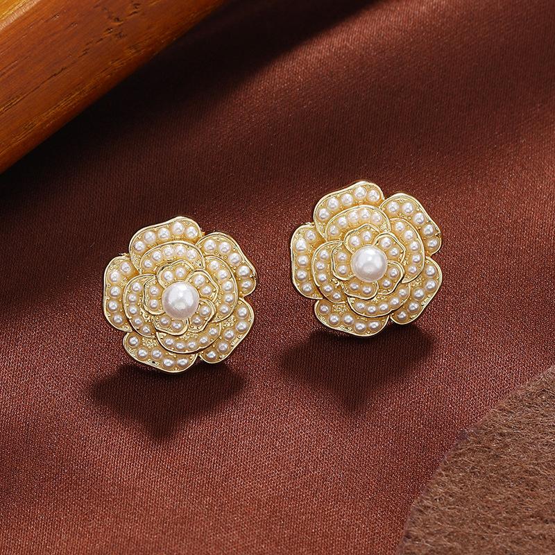 

Серьги-пусеты «Камелия Сяосян», высокотемпераментные ретро-серьги, новые модные элегантные серьги с цветами, женские