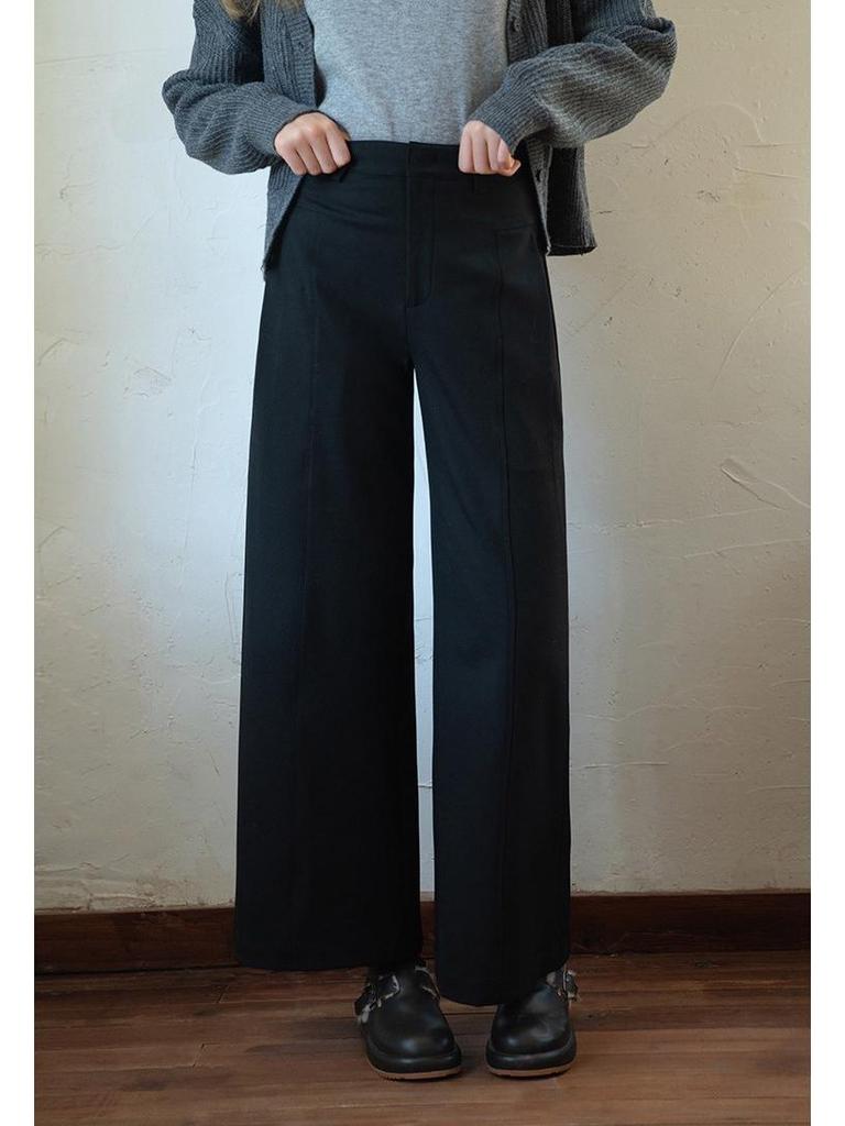 EGGKA High-Waisted Loose Straight-Leg Pants for Spring and Fall
