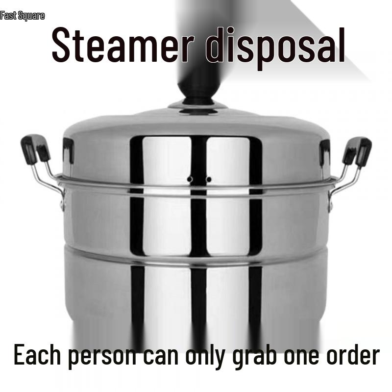 Large Dual-Layer Stainless Steel Steamer & Soup Pot for Induction and Gas Stoves