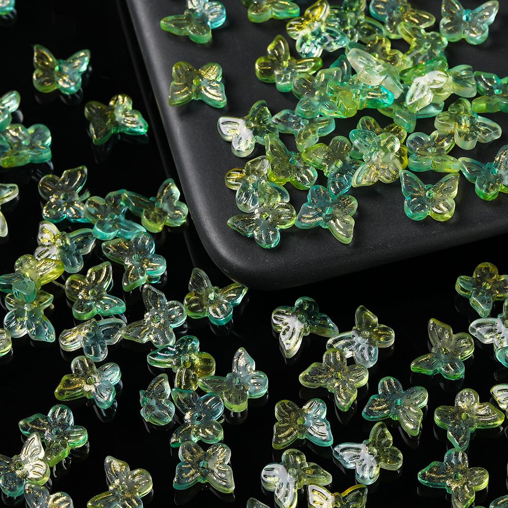 10 Stück/Lot Glasplattierte Schmetterlingskristallperlen, lose Perlen, handgefertigtes DIY-Bastelzubehör für Armbänder, Ohrringe und Schmuckherstellung
