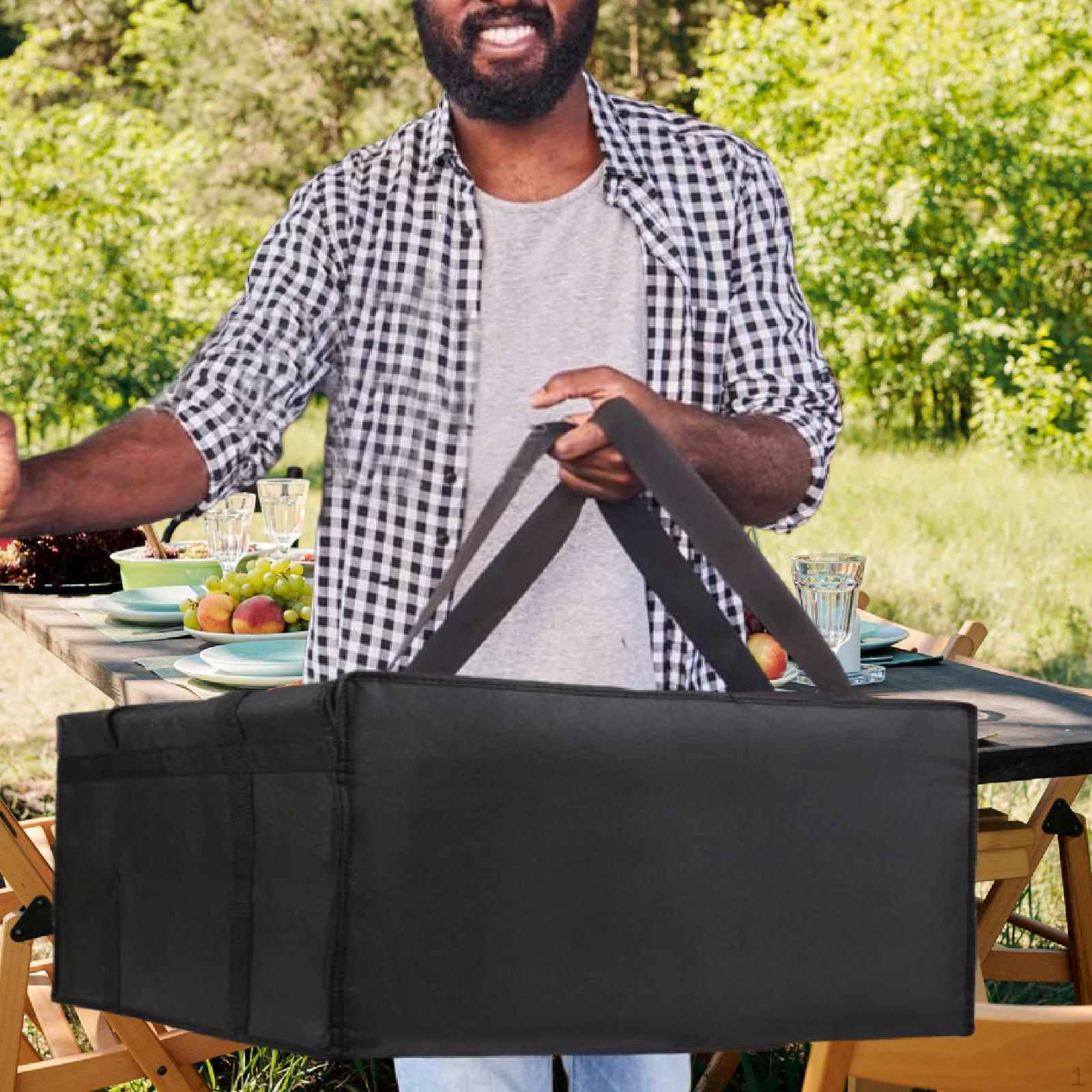 

Теплоизоляционный чехол для пиццы, чехол для переноски, легко моется, с двойными ручками, тяжелый чёрный