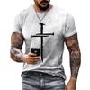 Herren T-Shirt Lässig Fitness Sport Kurzarm T-Shirts Baggy Freizeit Tees Tops Neues Jesus Kreuz 3D Gedruckt Mode Sommer