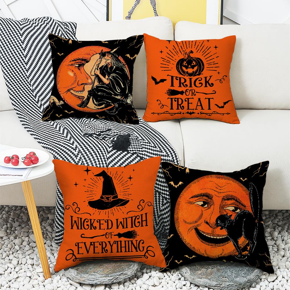 New Halloween Series Pillows Ghost Witch Linen Material Halloween Sofa Bedroom Decoration