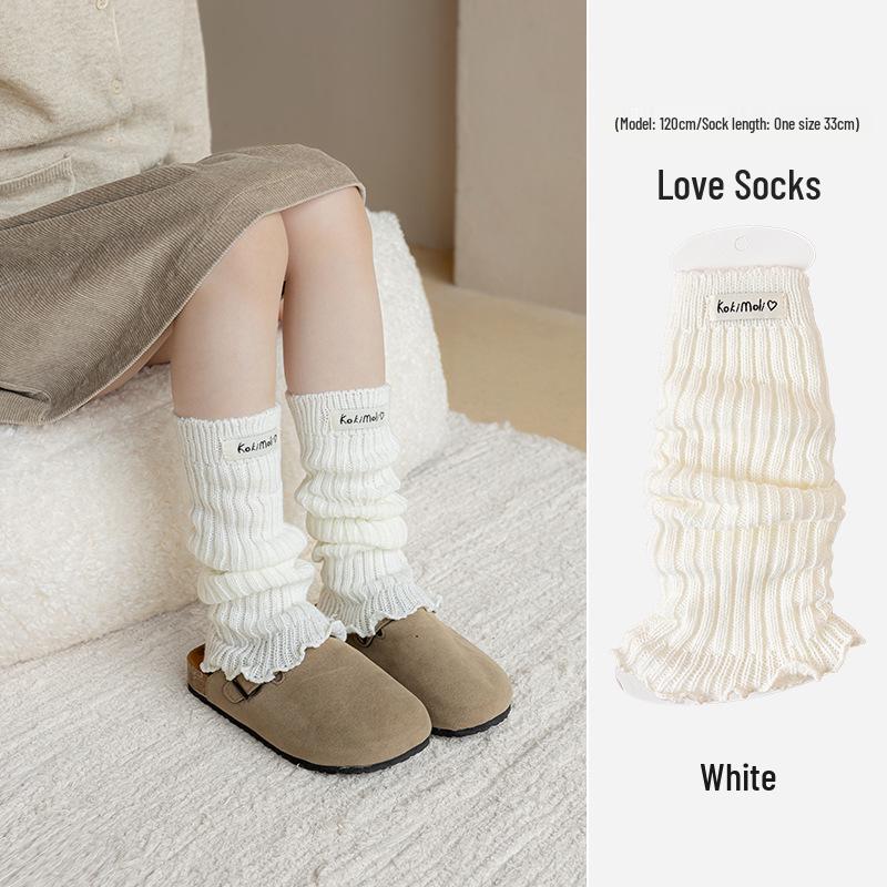 Girls' Ruffle Edge Knitted Leg Warmers - Thickened Scrunch Socks for Autumn & Winter