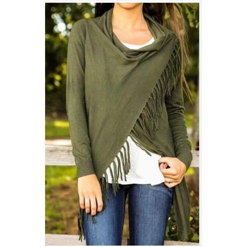 

Women s Fashion Long-sleeved T-shirt Mid-length Slim-fit Classic Tassel Slash Top XS