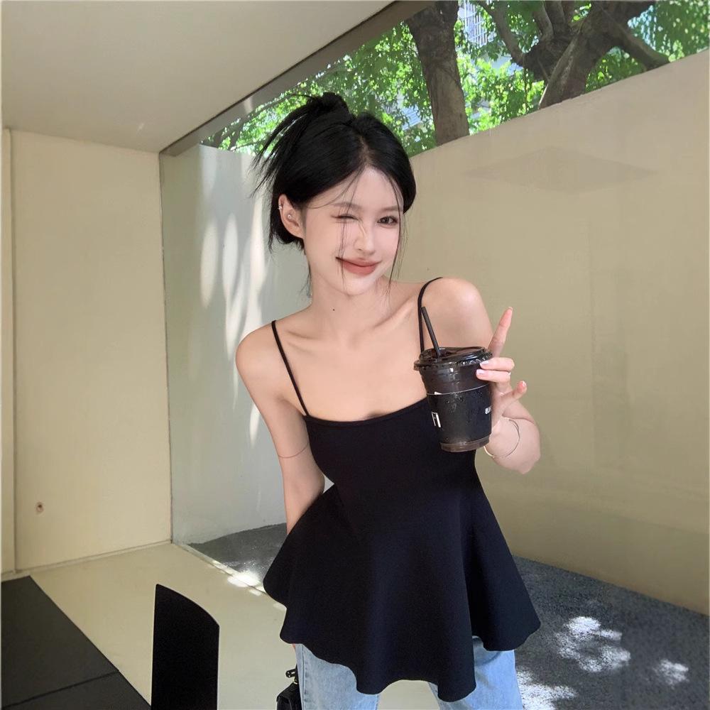 

Французький стиль Бандо Майка для жінок - Літо 2025 Стягуюча майка One Size [Up to 125 lbs] чорний