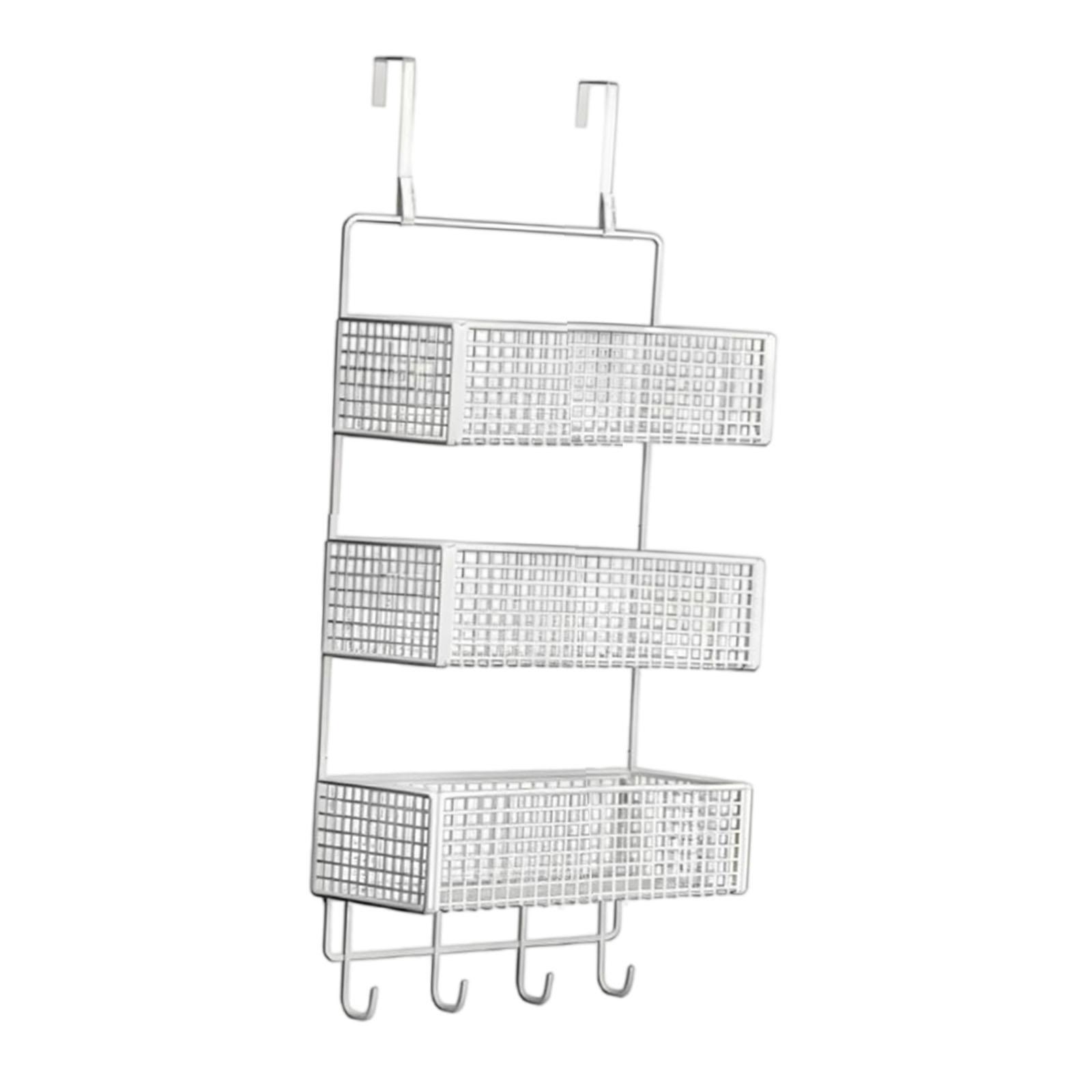 over The Door Basket Organizer 3 Tier Hanging Storage Rack Modern Hanging Basket Wall Mounted Shelf for Laundry Room Bathroom