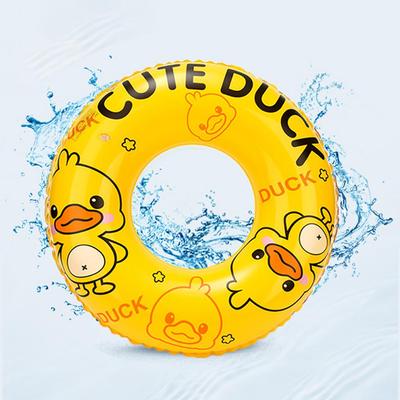Duck Print Inflatable Swim Ring, Cartoon Duck Pool Float for Kids/Adults
