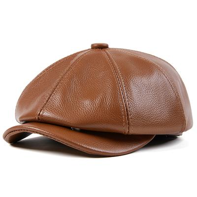 Leder Modische Männer mittleren Alters und alte Männer Herbst/Winter Studentenmode Jugend Entenzunge Marine Bayley Achteckiger Hut