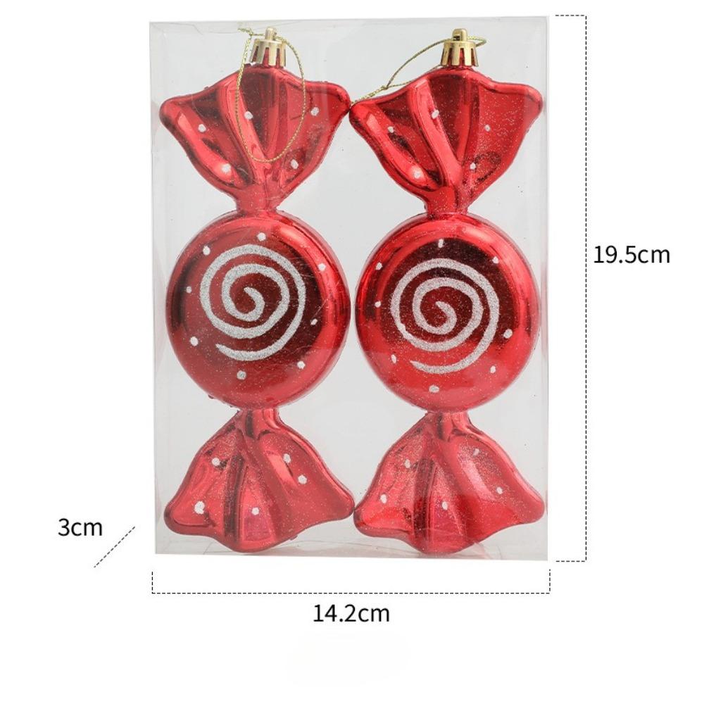 2, Christmas large flat candies, decorative pendants, Christmas tree ornaments, electroplated plastic painted candy ornaments