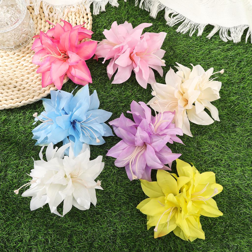 AWAYTR Solid Color Artificial Lily Duckbill Hairpin Floral Hair Clips Valentine Headwear Girl Hair Accessories Festival Gift