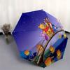 Pooh Bear, Lantern Festival Automatic Opening and Closing Umbrella - 8 Ribs Portable Folding Umbrella with Plastic Handle, Suitable for Leis
