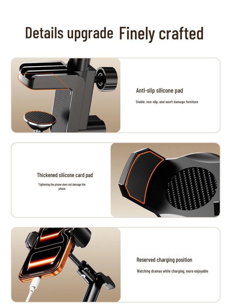 Adjustable 360° Rotating Metal Phone & Tablet Stand for Bedside or Desktop Use