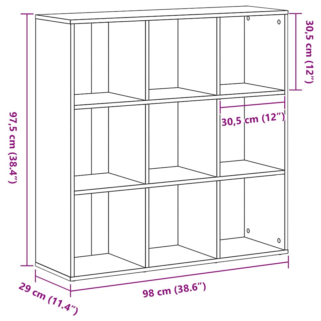 Bookshelf Oak Black 98 x 29 x 97.5 cm Engineered Wood