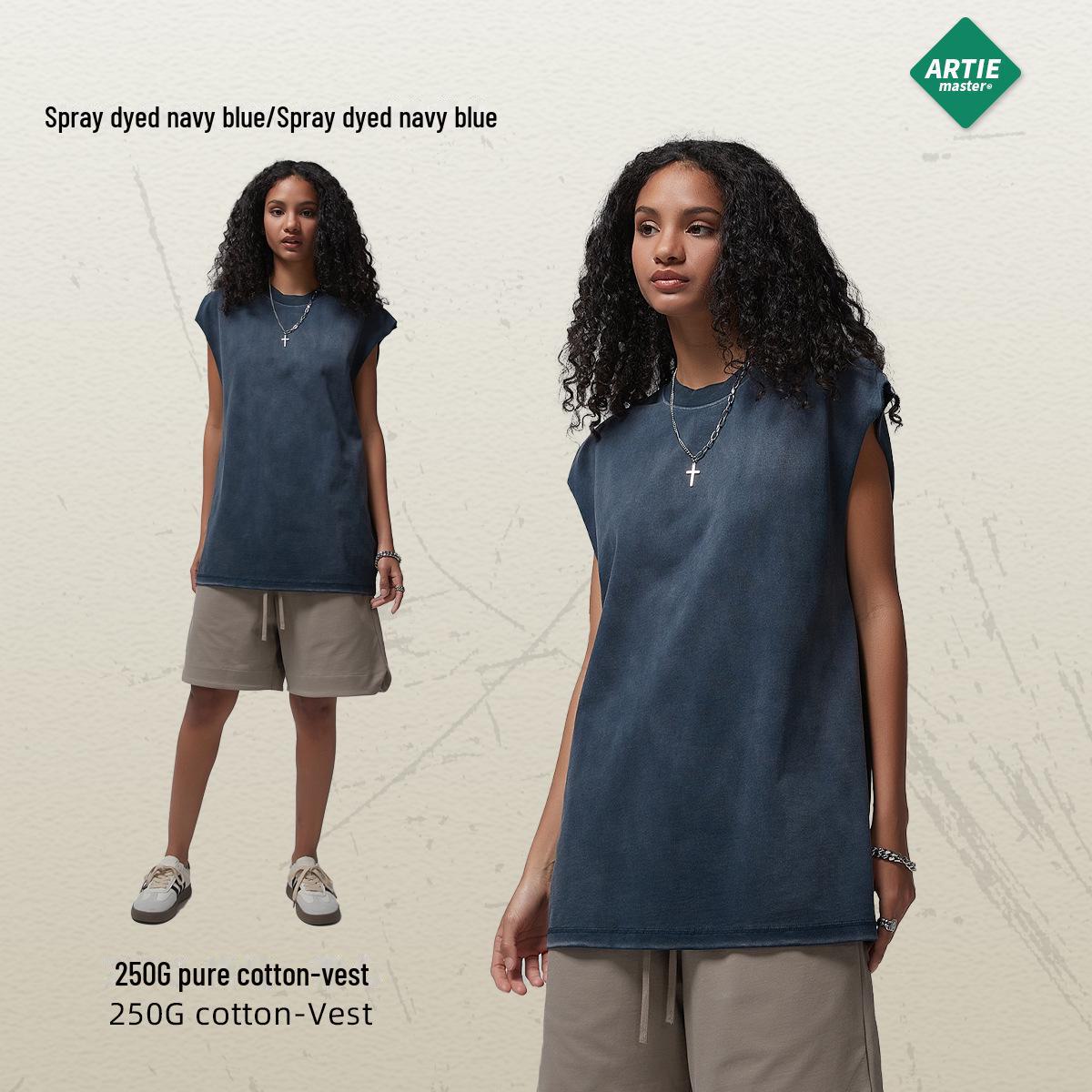 

ARTIE Мужская жилетка 2025 года, новое поступление, 250 г, состаренный жилет - европейская и американская мода, жилет без рукавов L