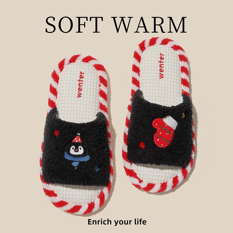 Cotton slippers autumn and winter new indoor home non-slip soft sole cute plush confinement shoes slippers