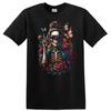 Skeleton Peace Sign Floral T Shirt Vintage Style Graphic Tee w/ Butterflies