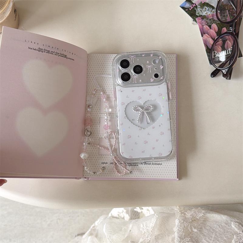 Korean Style Heart Bow iPhone 17/16 Pro Max/15/14 Case