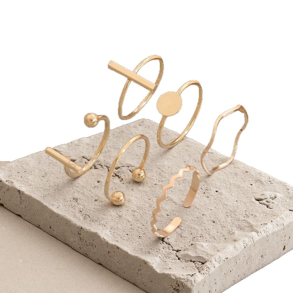 Temperament Design Wave Pattern Versatile Xianfan Exquisite Ring Set Accessories