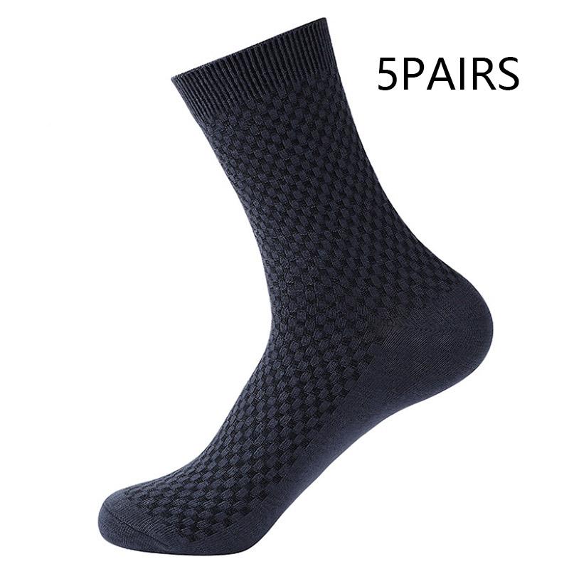 5 Pairs High Quality Bamboo Fiber Men Socks Business Breathable Deodorant Compression Socks Men Long Big Size EU39-47 Large Plus