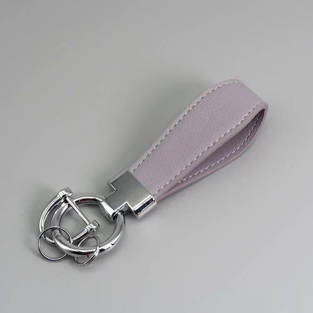 PU Leather Car Keychain Men's and Women's Bag Anti Lost Key Ring Waist Hanging Retro Laser Engraving Customized Keyring Gift