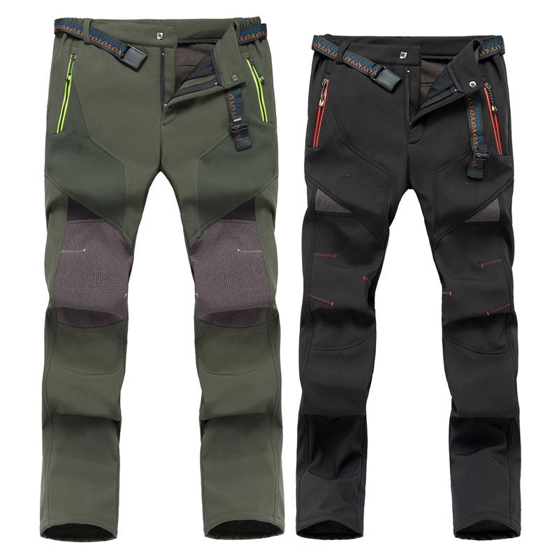 Men's and Women's Plus Size Slim Fit Fleece-Lined Waterproof Windproof Winter Mountaineering Pants