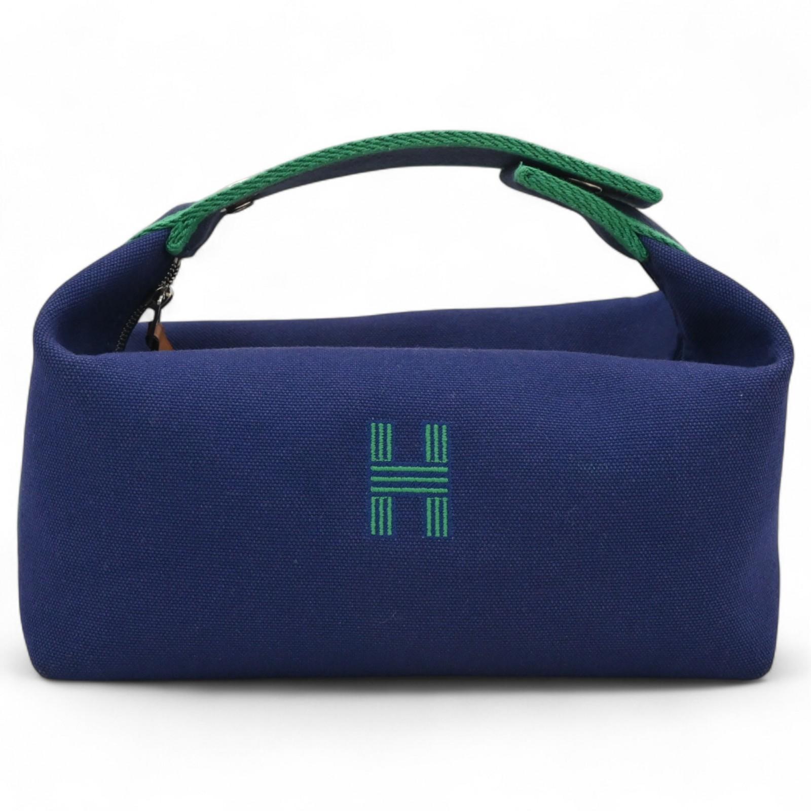 

Auth HERMES Bride a Brac PM Handbag Vanity Pouch Navy Canvas H104222Mv01 he9868nr