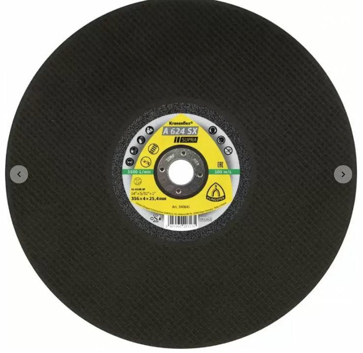 Klingspor Metal Cutting Disc 400Mm X 4.0Mm X 25.4Mm A624Sx