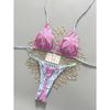 Sexy pink blue heart print micro bikinis sets two pieces halter back tie thong swimsuits bathing suit swimwear biquini tankini