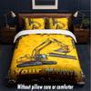 Construction Vehicles Theme Custom Text Or Name 3Pcs Bedding Set,1 Flat Sheet & 2 Pillowcases Personalized Home Bedding