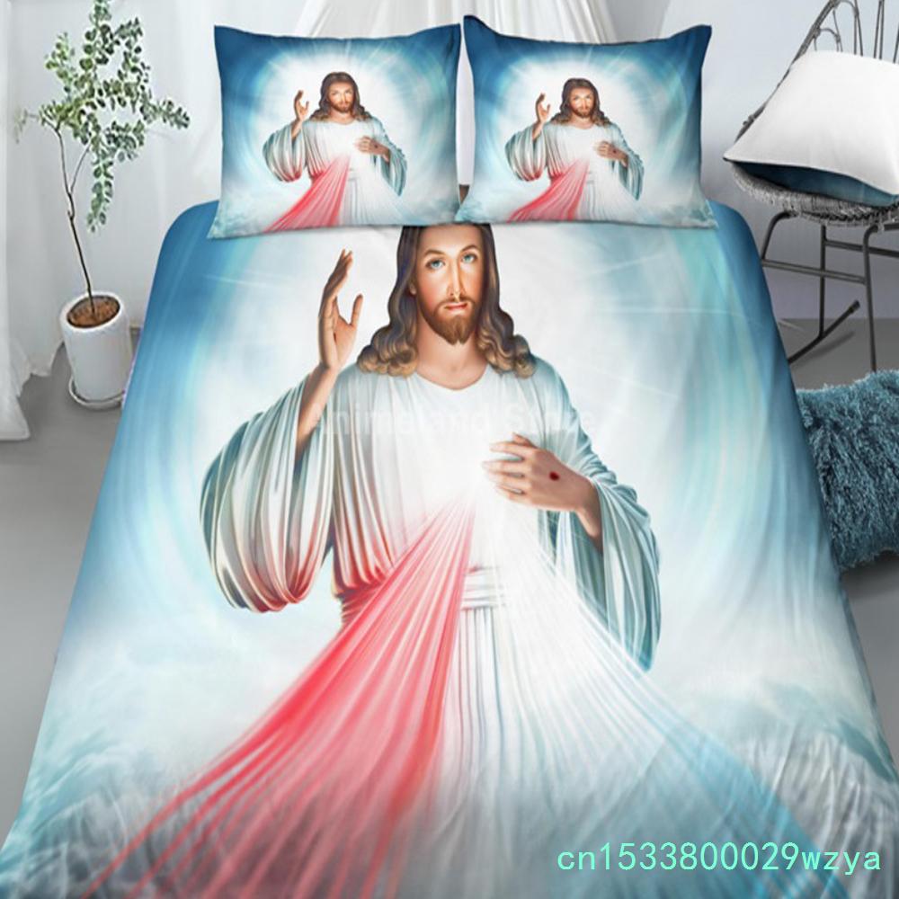 Set Biancheria da Letto Dio Gesù Religione 3D Biancheria da Letto Copripiumino Copripiumini Tessili per la Casa Decorazioni per la Casa Twin Singolo Queen King Size Moda