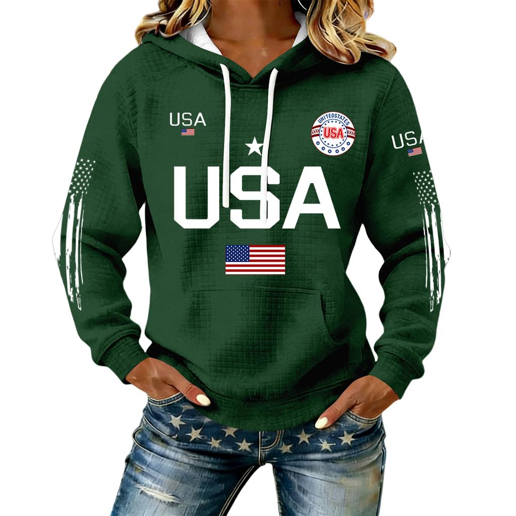 Women's Fashion 250th Anniversary Knit Loose Neck Hooded Top