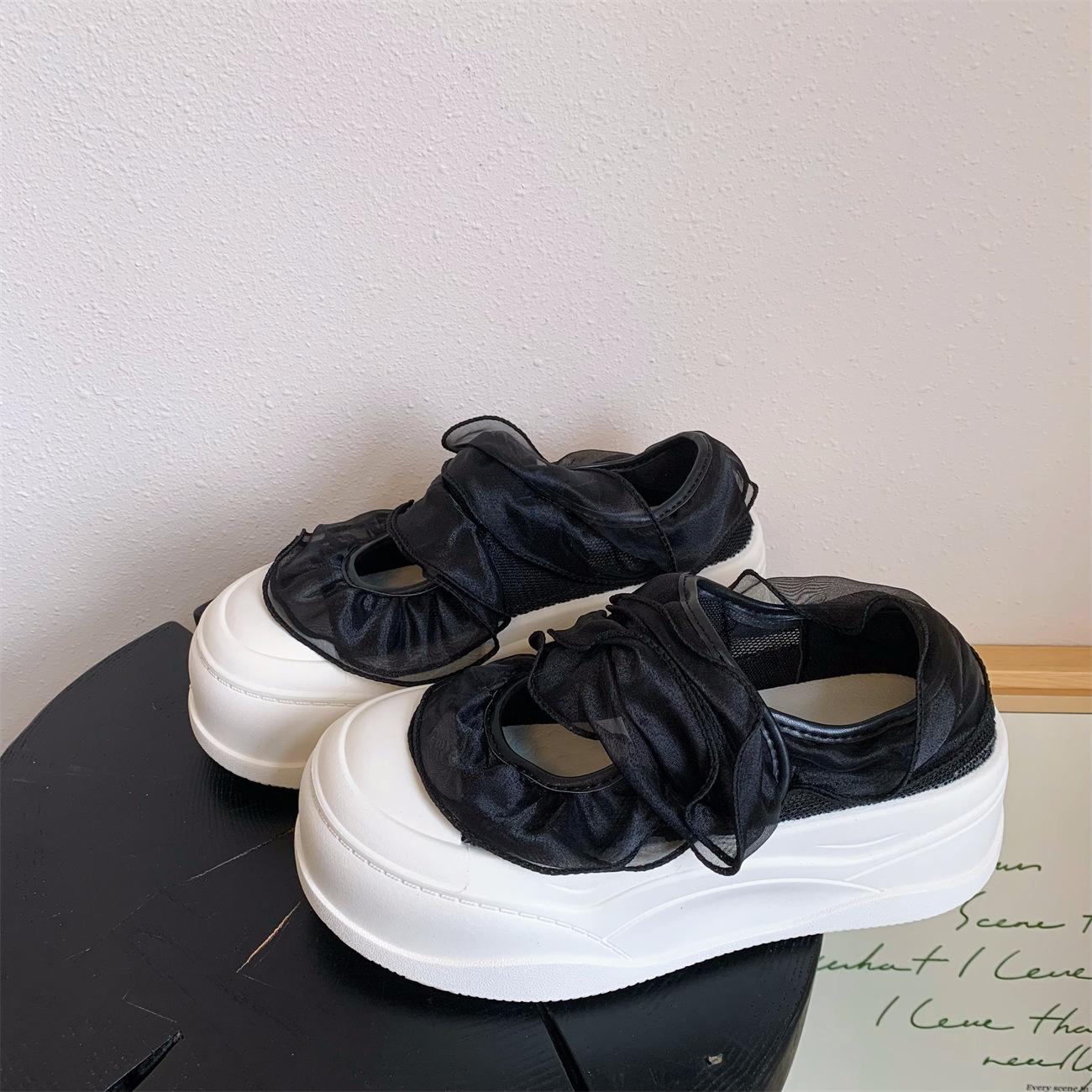 

[Fanfna] Туфли Мэри Джейн на липучке женские 2025 лето новая платформа туфли с большой головой уродливые милые повседневные кеды 40