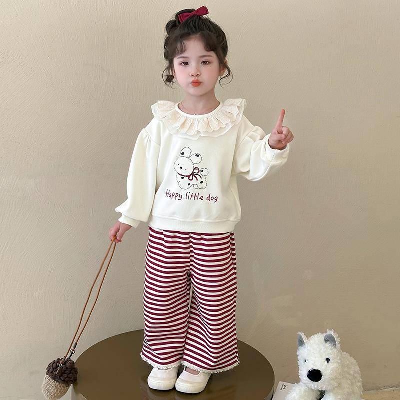 

2025 Girls Trendy Two-Piece Set: Autumn/Spring Casual Outfit 120 cm грязно-белый