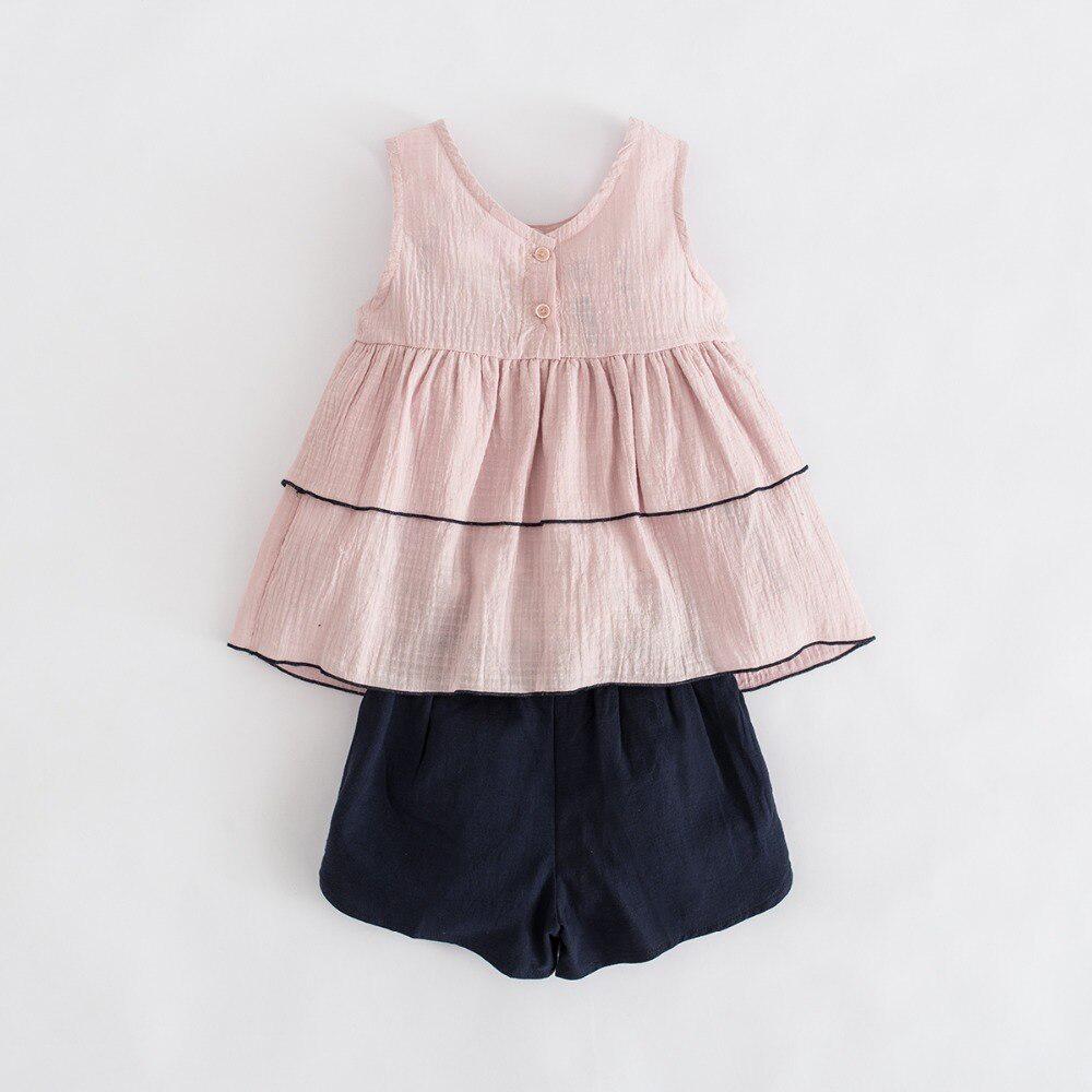 YUBAOBEI Set de vară pentru fetițe Broderie cu flori Bumbac In Respirabil 2 buc Haine Vestă Pantaloni scurți Costum